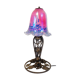 Art deco wrought iron lamp and speckled glass tulip