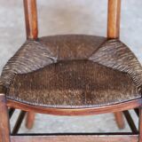 Chaise de nourrice ancienne en bois et paille