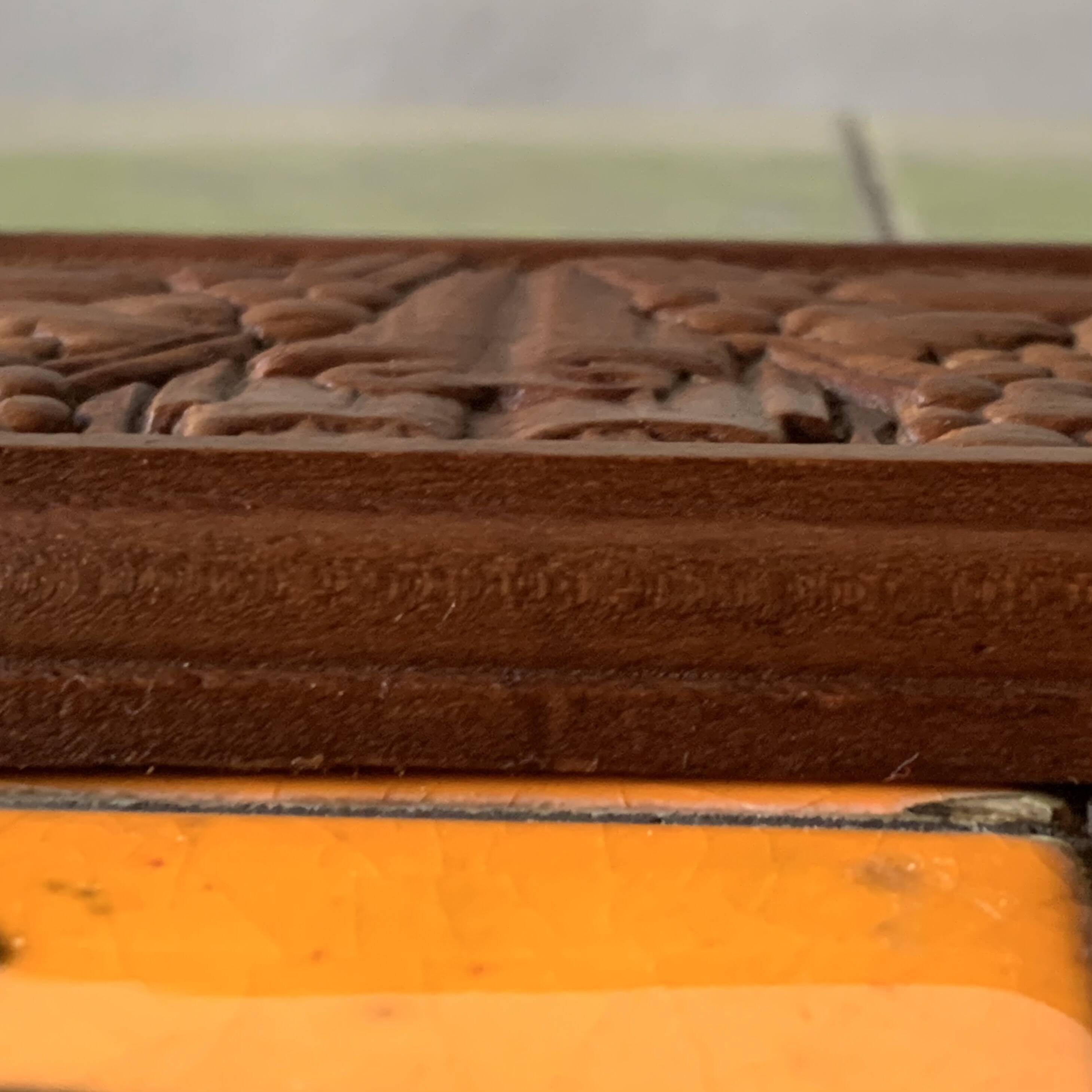 Vintage carved wooden wall coat rack - 4 red balls