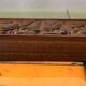 Vintage carved wooden wall coat rack - 4 red balls