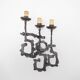 Pair of Brutalist wrought iron wall lamps, 1960s