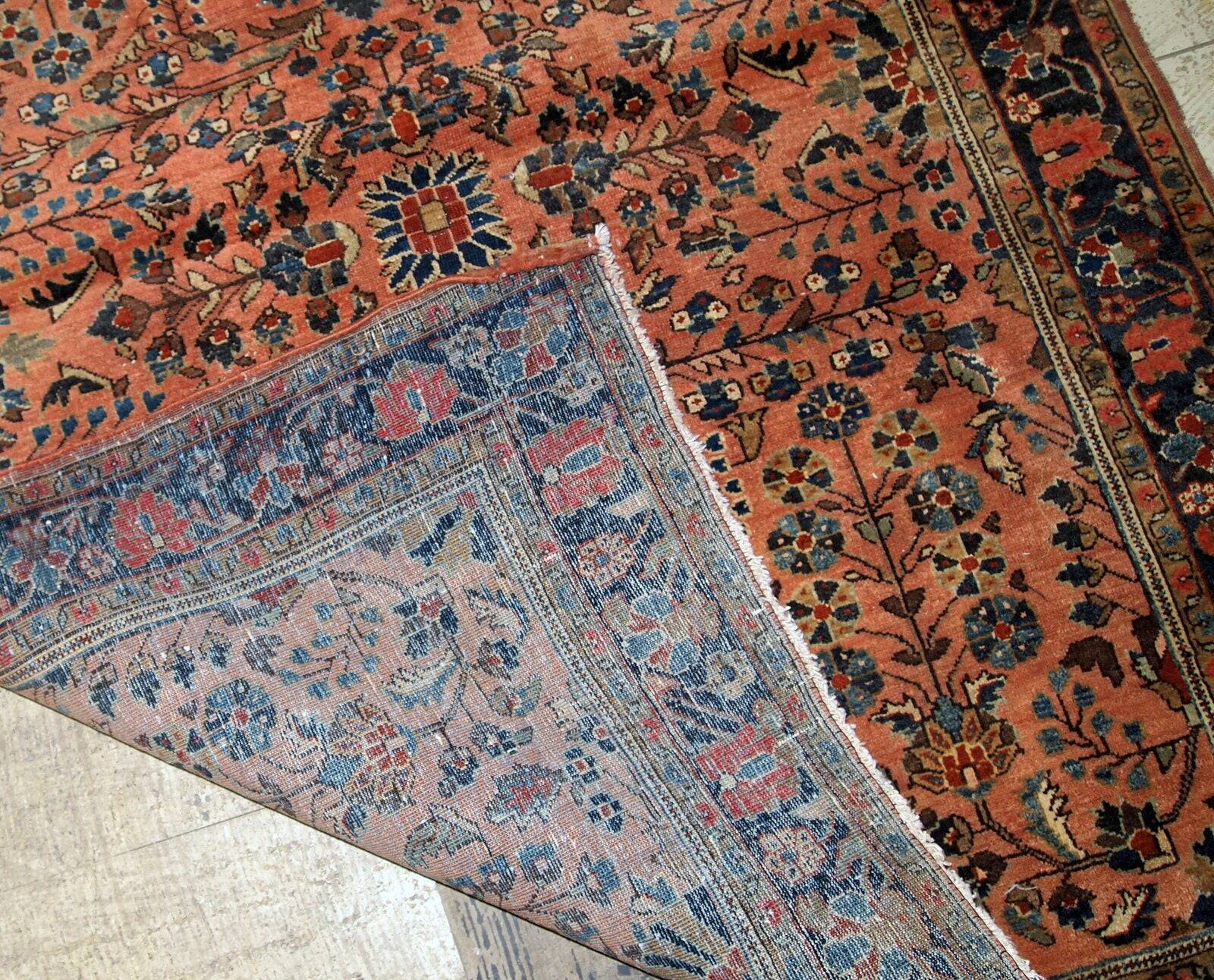 Handmade antique Persian Sarouk rug 3.1' x 5.2' (94cm x 158cm) 1920s
