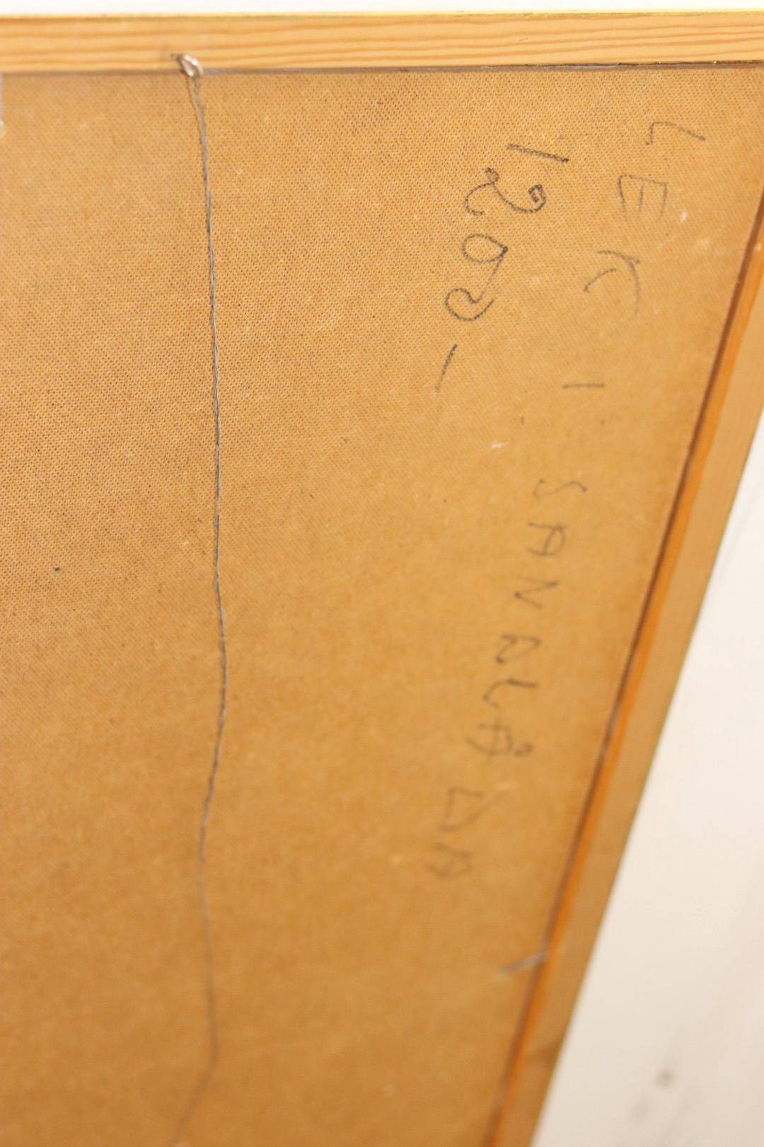 Large Swedish Mid-Century Oil on Panel" Beach" by Stig Thiderman (1920-1973) - Vintage and Framed