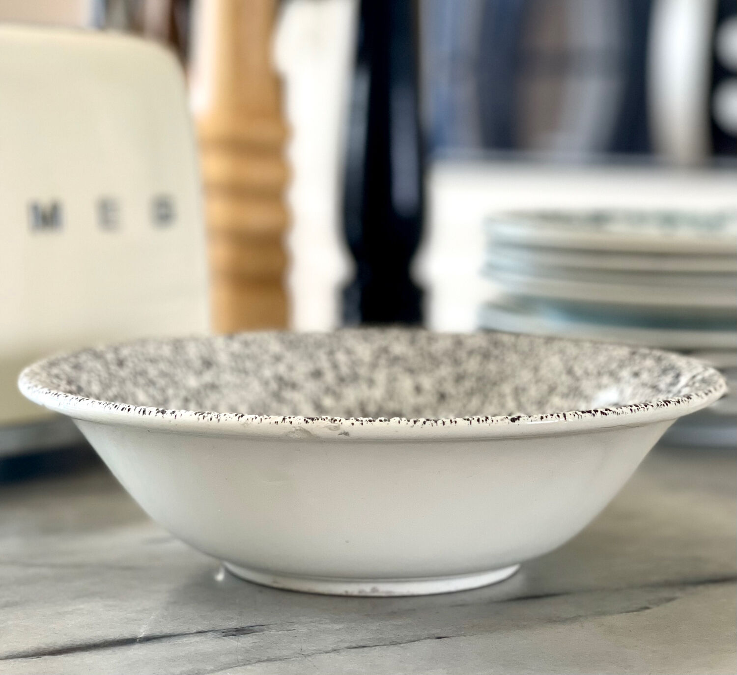 Italian speckled stoneware salad bowl