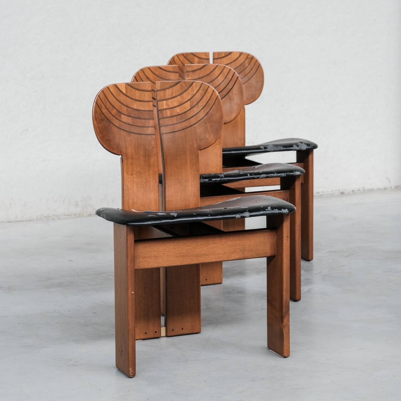 Set of Six 'Africa' Mid-Century Italian Dining Chairs by Scarpa