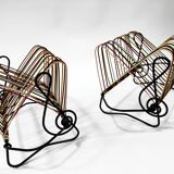 Vintage Vinyl Storage • 45 RPM Holder • Lacquered Metal • Scoubidou • 1950