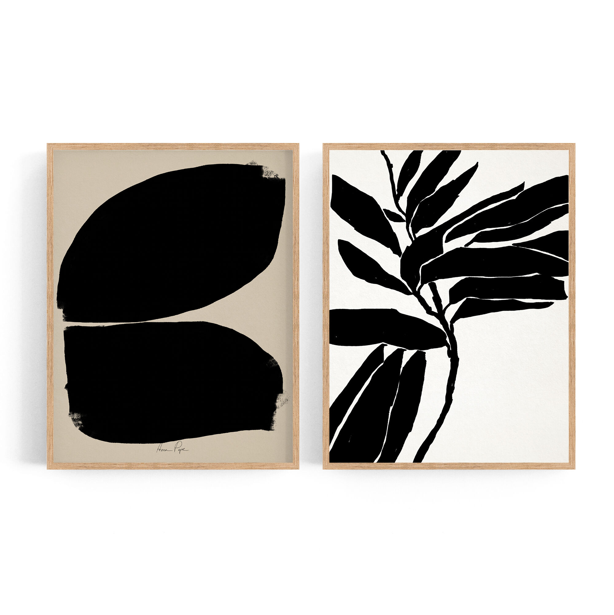 Pair of giclee prints, abstract wall art set of two, 50x70cm