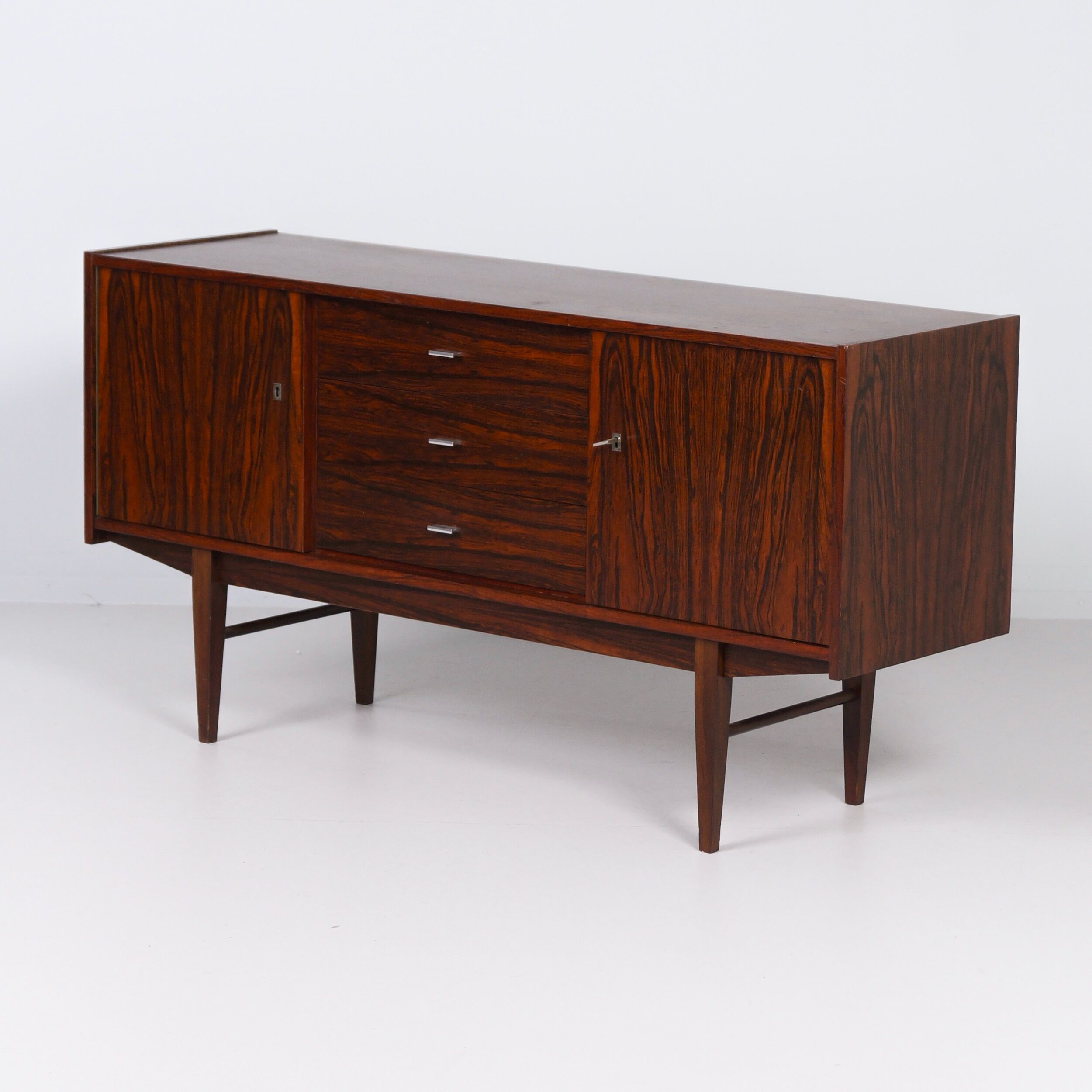 Rosewood sideboard with 3 drawers and 2 cabinets, Denmark, 1960s