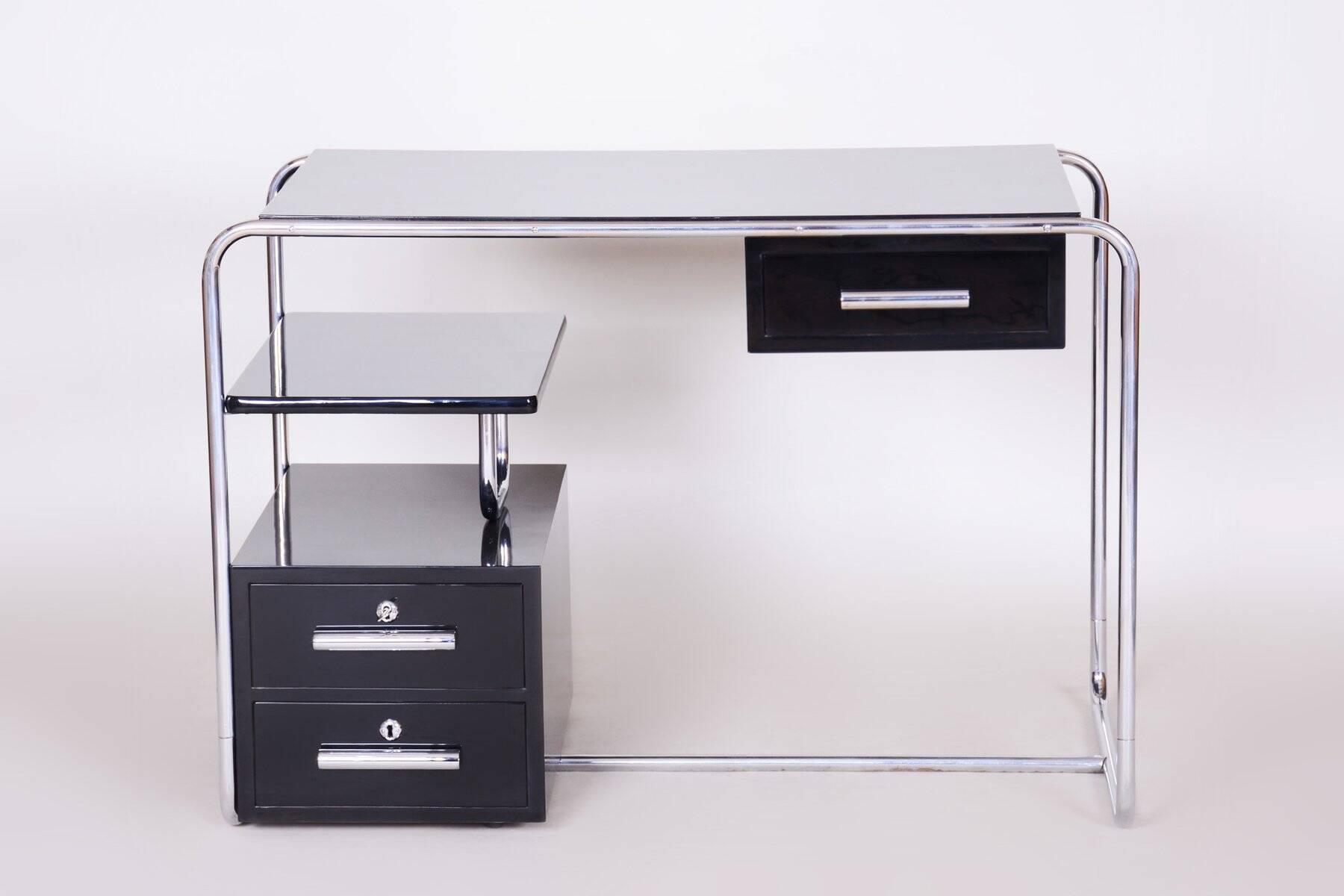 Bauhaus Writing Desk in Chrome, Steel and Wood, Germany, 1930s