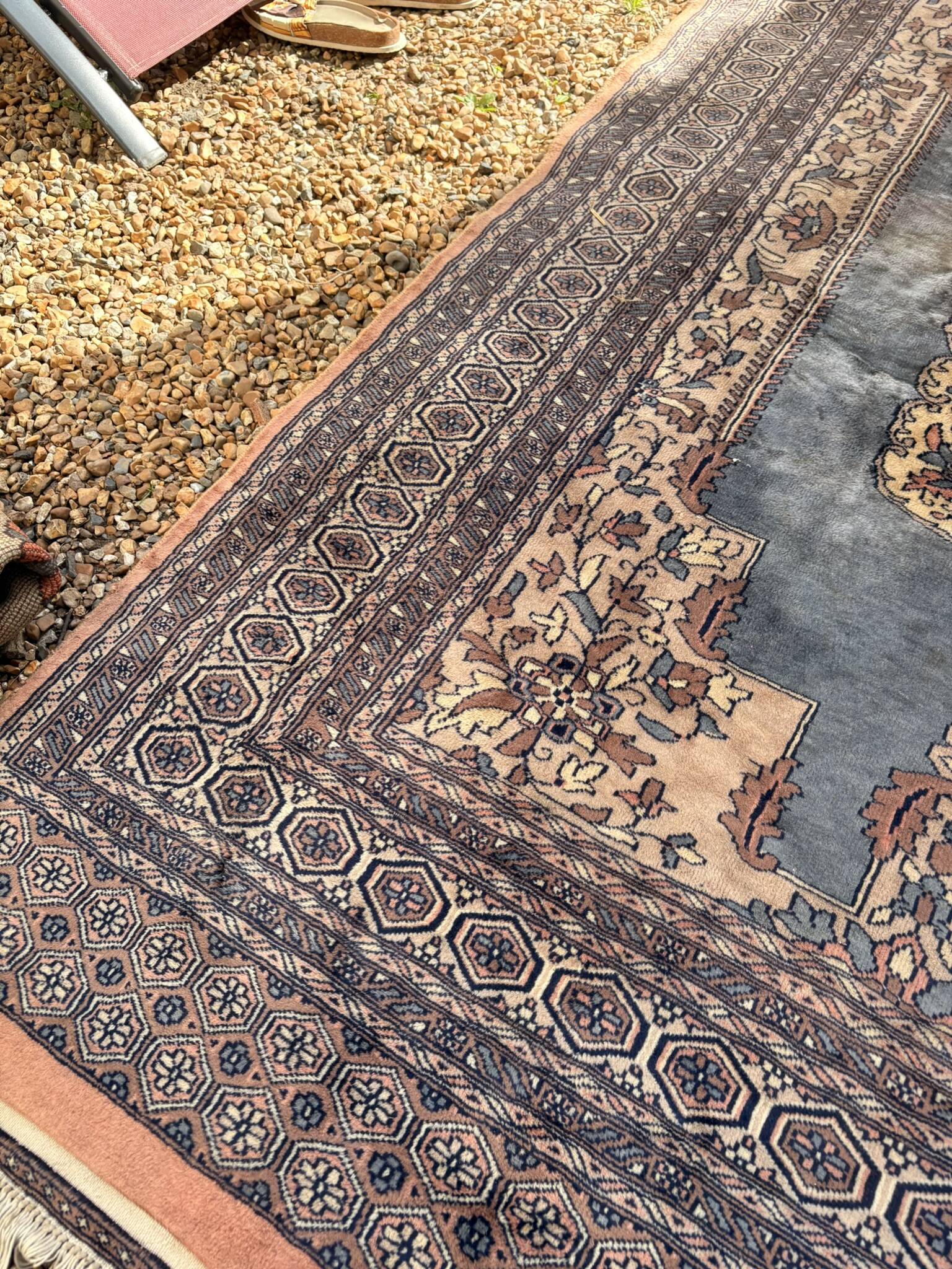 Vintage Persian Moud Carpet Handwoven Wool 240x160 Iran Oriental Old Salon