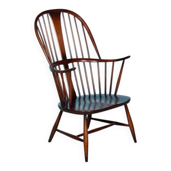 Chaise de cheminée Ercol modèle 472 des années 1960 en hêtre. — Beyit