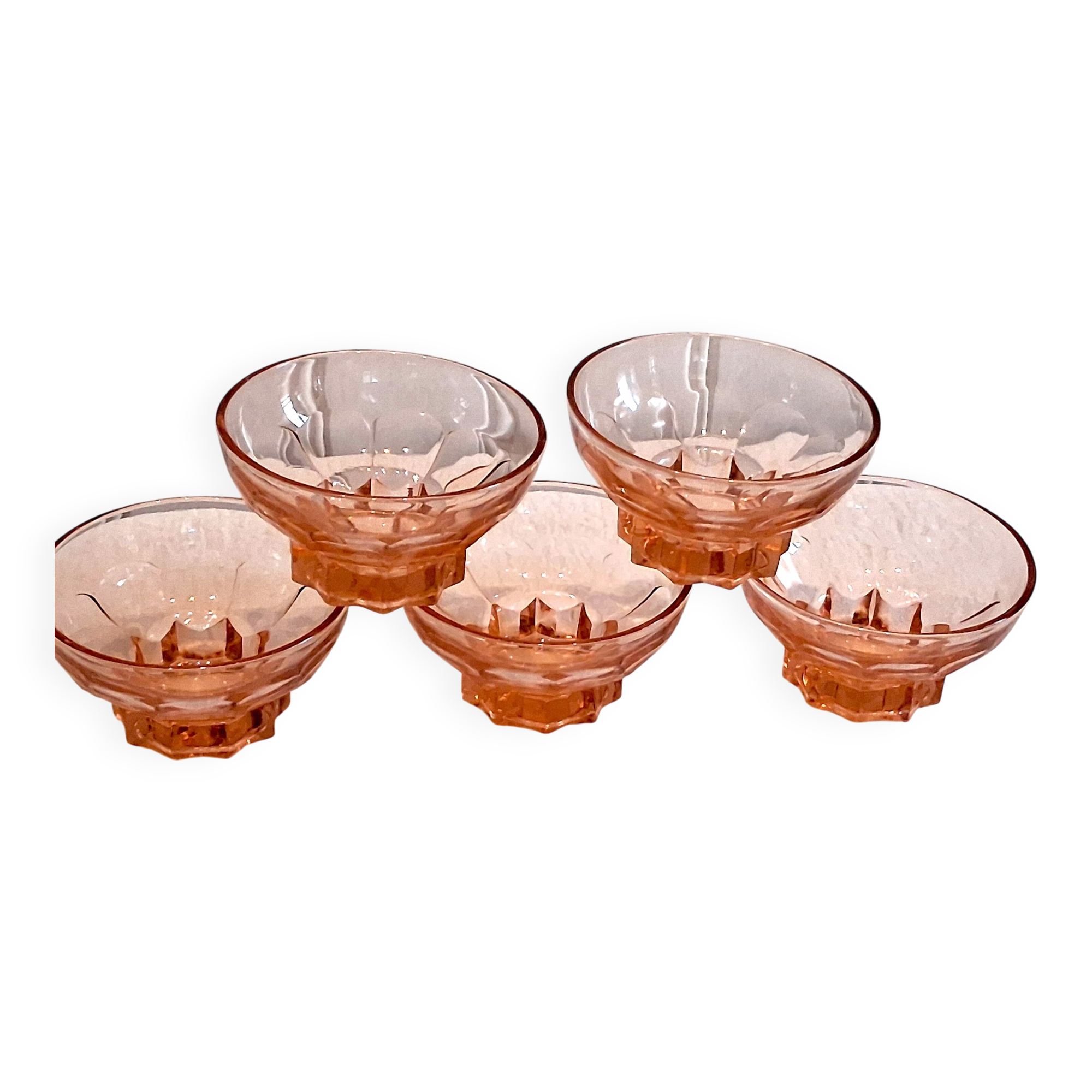 5 vintage thick glass ice cream or champagne coupes