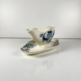 Longwy sauceboat, late 19th century "Ycho", blue ironstone