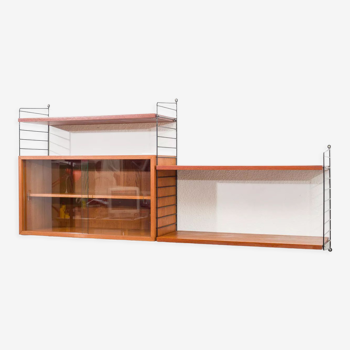 Étagère String, teck, avec vitrine, vintage