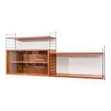 Shelf String, teak, with showcase, vintage