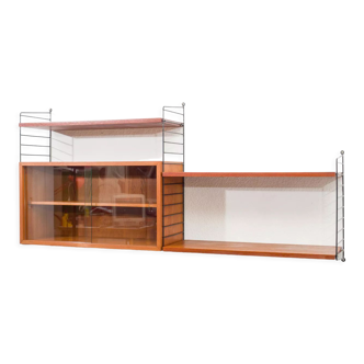 Shelf String, teak, with showcase, vintage