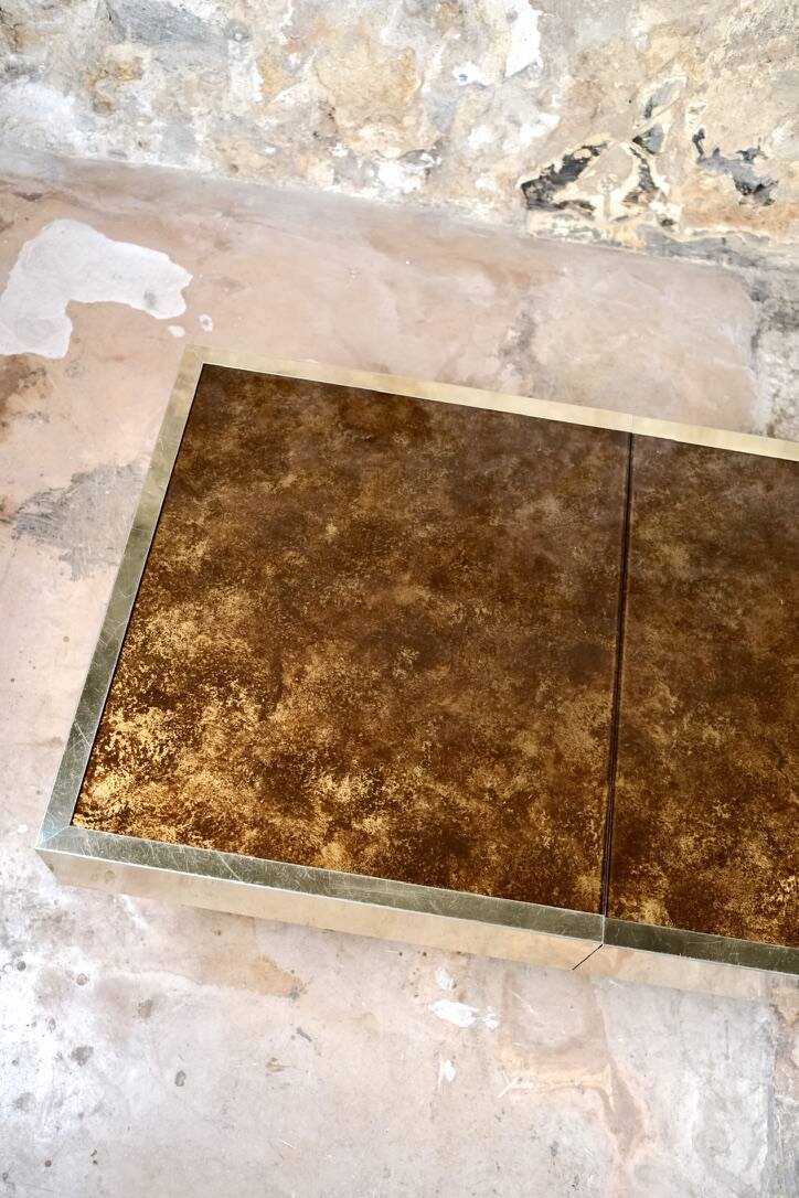 Brass solar flare bar coffee table, Cidue, Italy, 1970s
