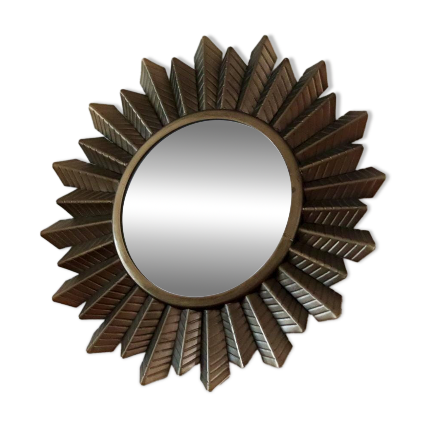 Miroir mural en métal de style vintage avec effet soleil éclatant