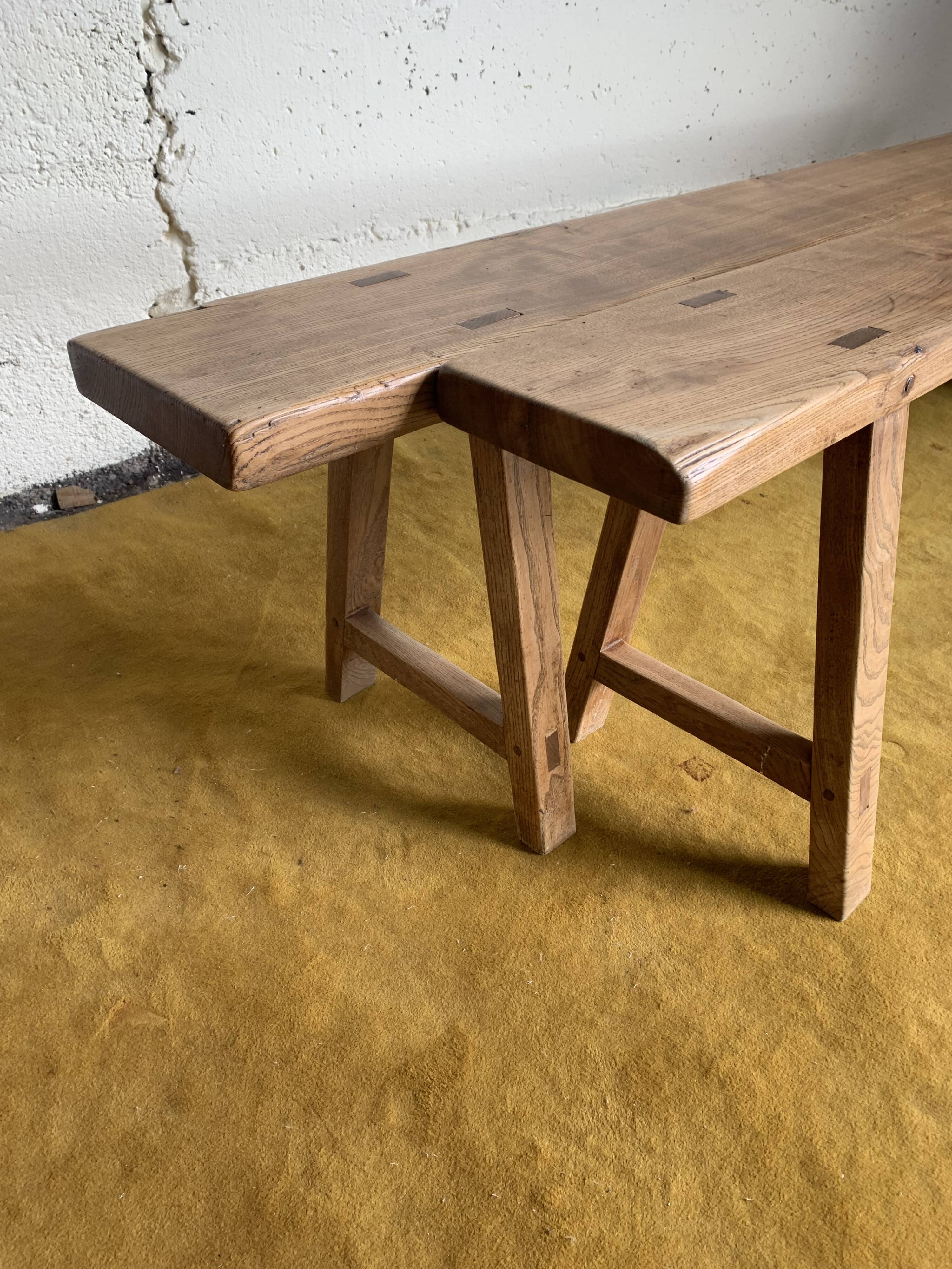 Duo of oak farm benches