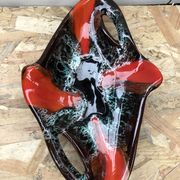 Old dish ceramic brown red black vintage