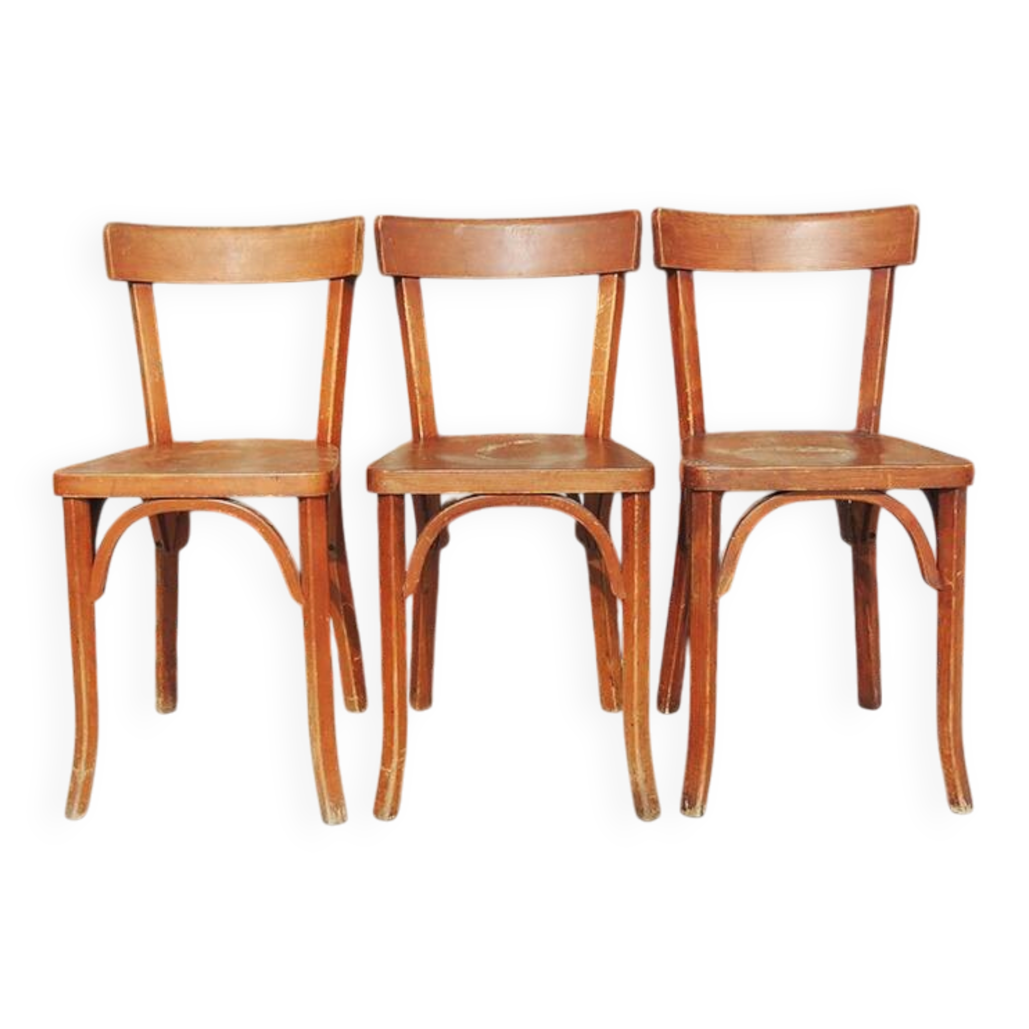 3 old wooden bistro chairs by Baumann