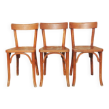 3 old wooden bistro chairs by Baumann