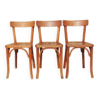 3 old wooden bistro chairs by Baumann