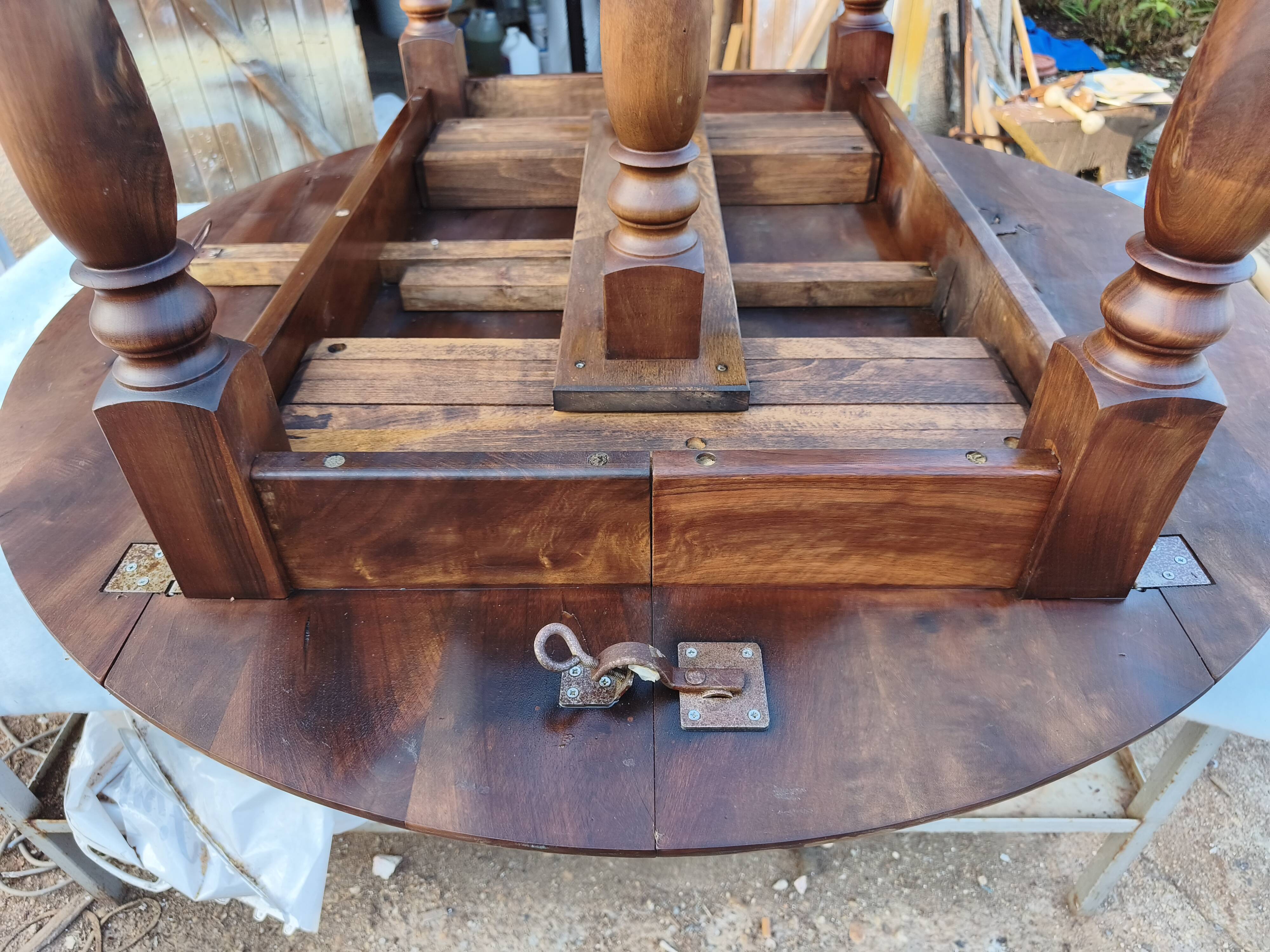 19th-century walnut drop-leaf table.