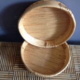 Duo of wicker round baskets