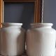 4 old stoneware mustard pots, lab Lagny, vintage France circa 1950/1960