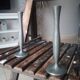 Pair of old tin candlesticks
