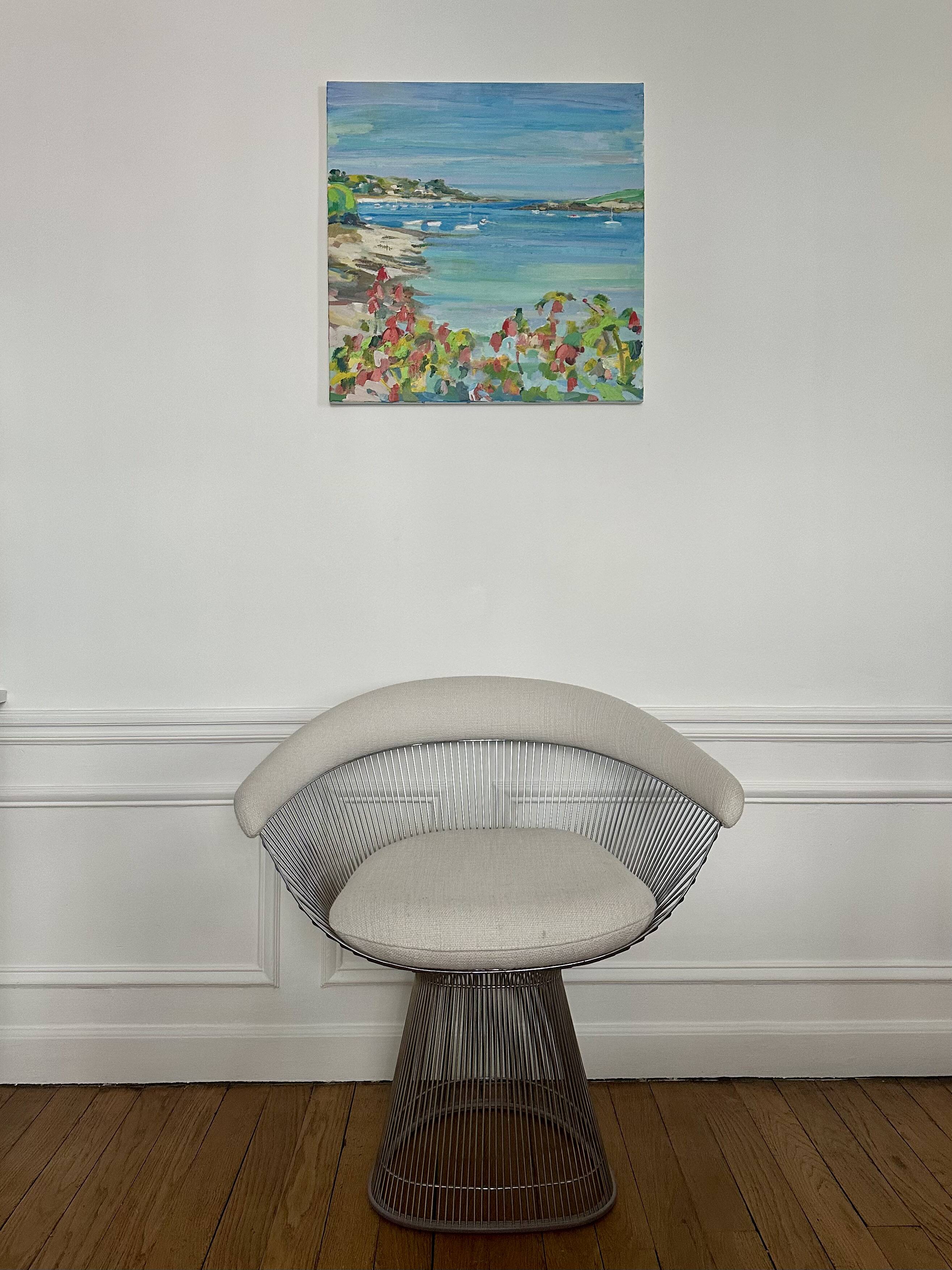 Huile sur toile paysage de port fleuri