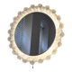 Large circular Boho wall lights with mirror in melted ice acrylic, 1970s
