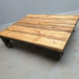 Industrial coffee table on wheels