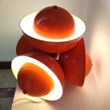 Living room lamp with 4 lights in orange color lacquered metal circa 1970