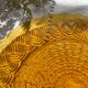 Round amber glass dish ATLANTIC Arcoroc France 1950