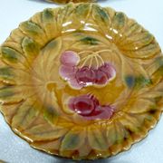 Lot of 5 plates in barbotine sarreguemines decor fruits