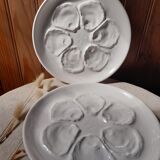 5 white oyster plates, St Amand faiencerie - vintage