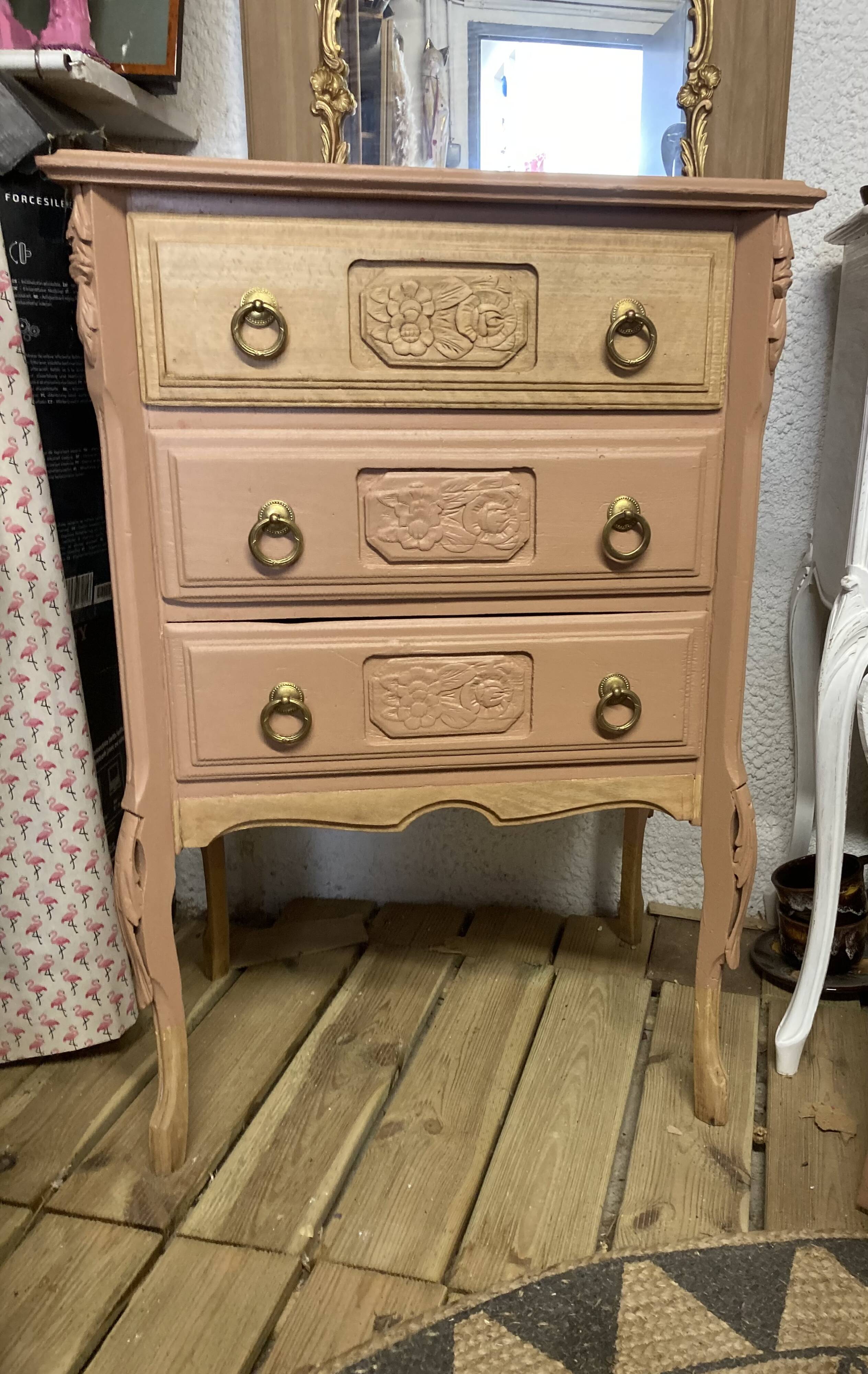 Petite commode ART DÉCO esprit coiffeuse terracotta