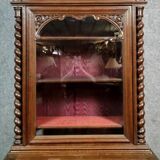 Louis XIII style hunting lodge display cabinet in oak circa 1850