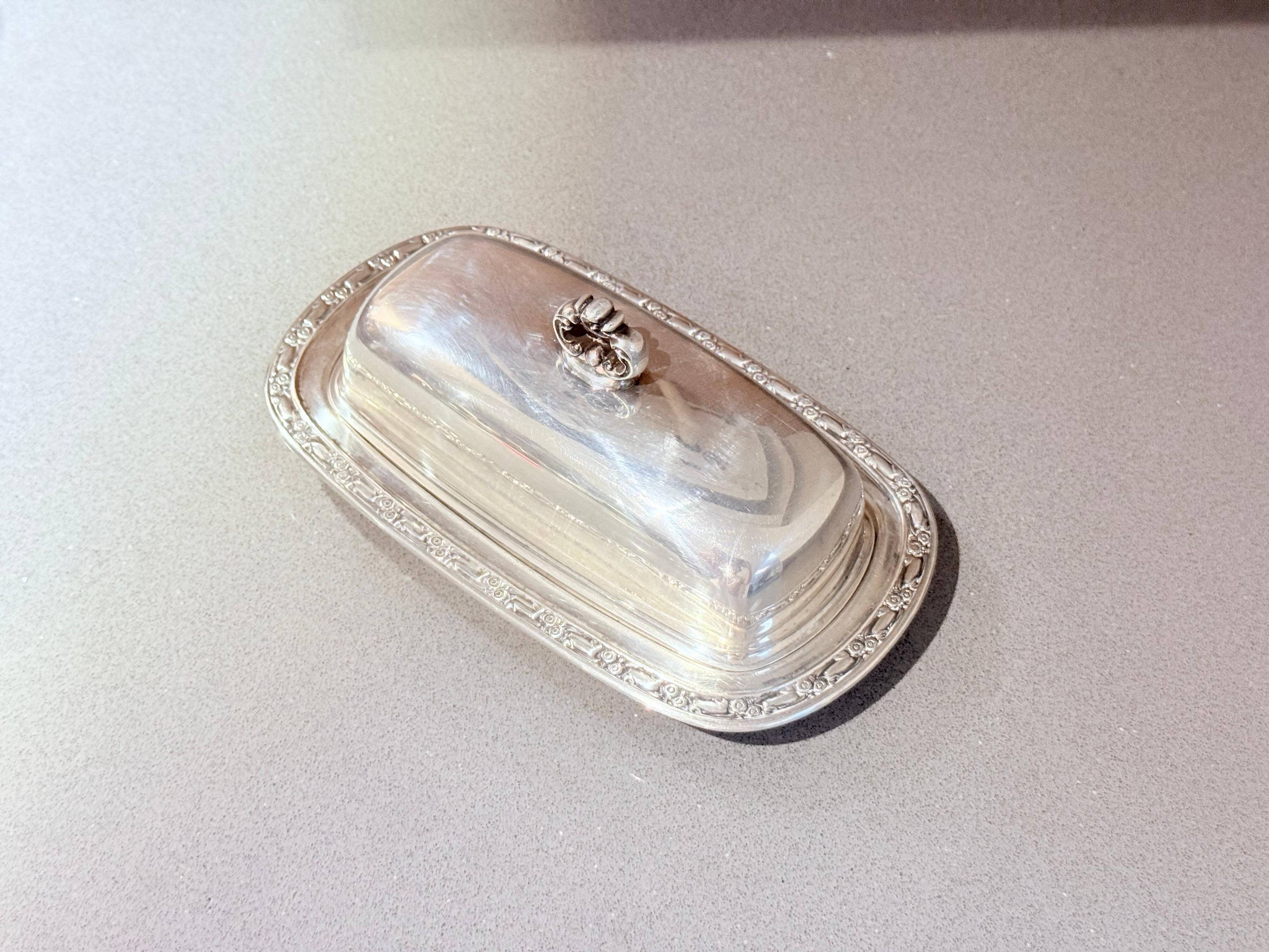 Antique Silver Plated Butter Dish Domed Lid, Vintage English Covered Butter Dish