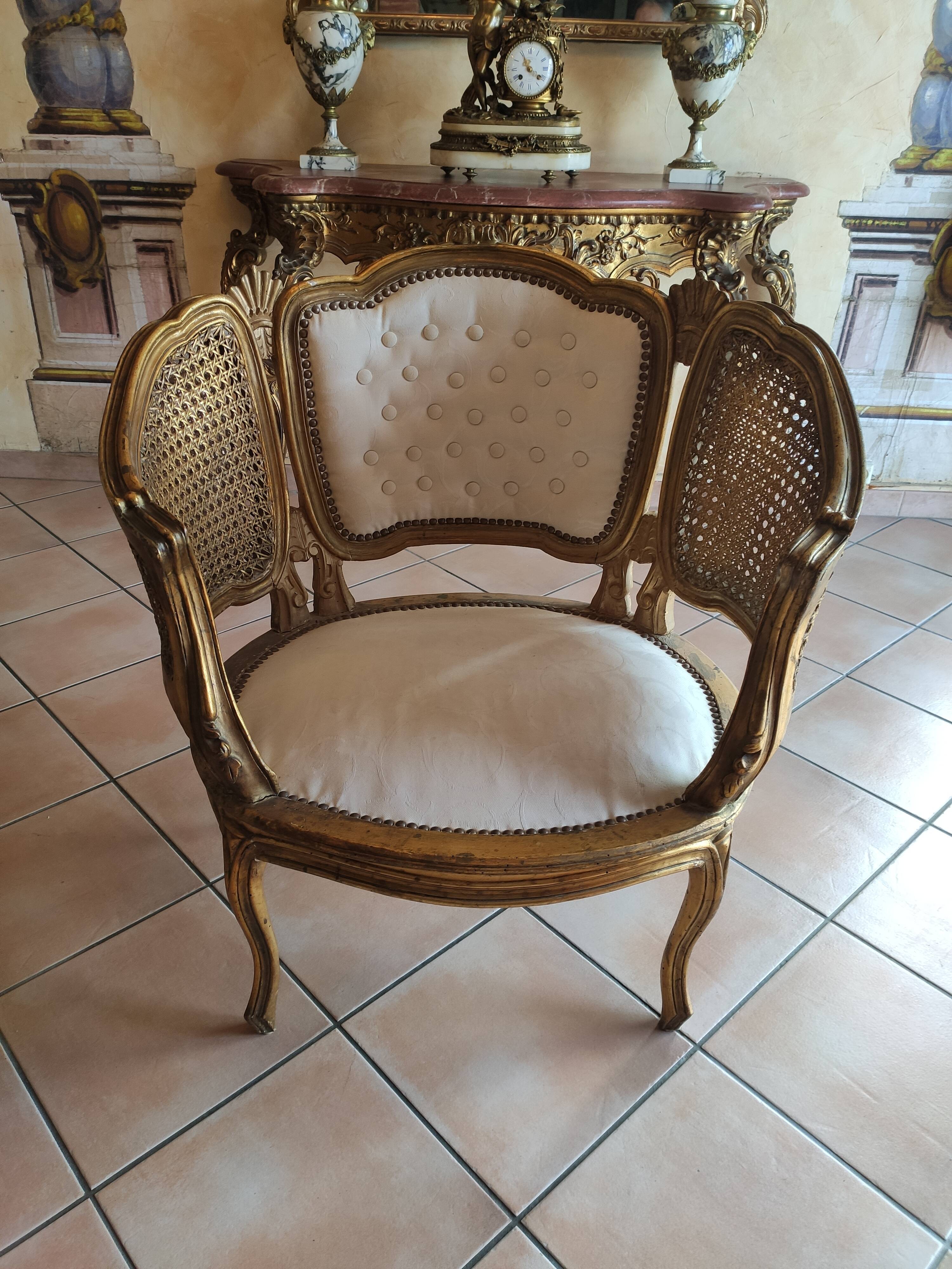 Salon Louis XV three pieces in golden wood