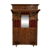 Portemanteai de hall néo-Renaissance antique avec miroir et porte-parapluies