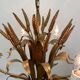 Large wheat sheaf leaf gold gilt chandelier, 1960’s