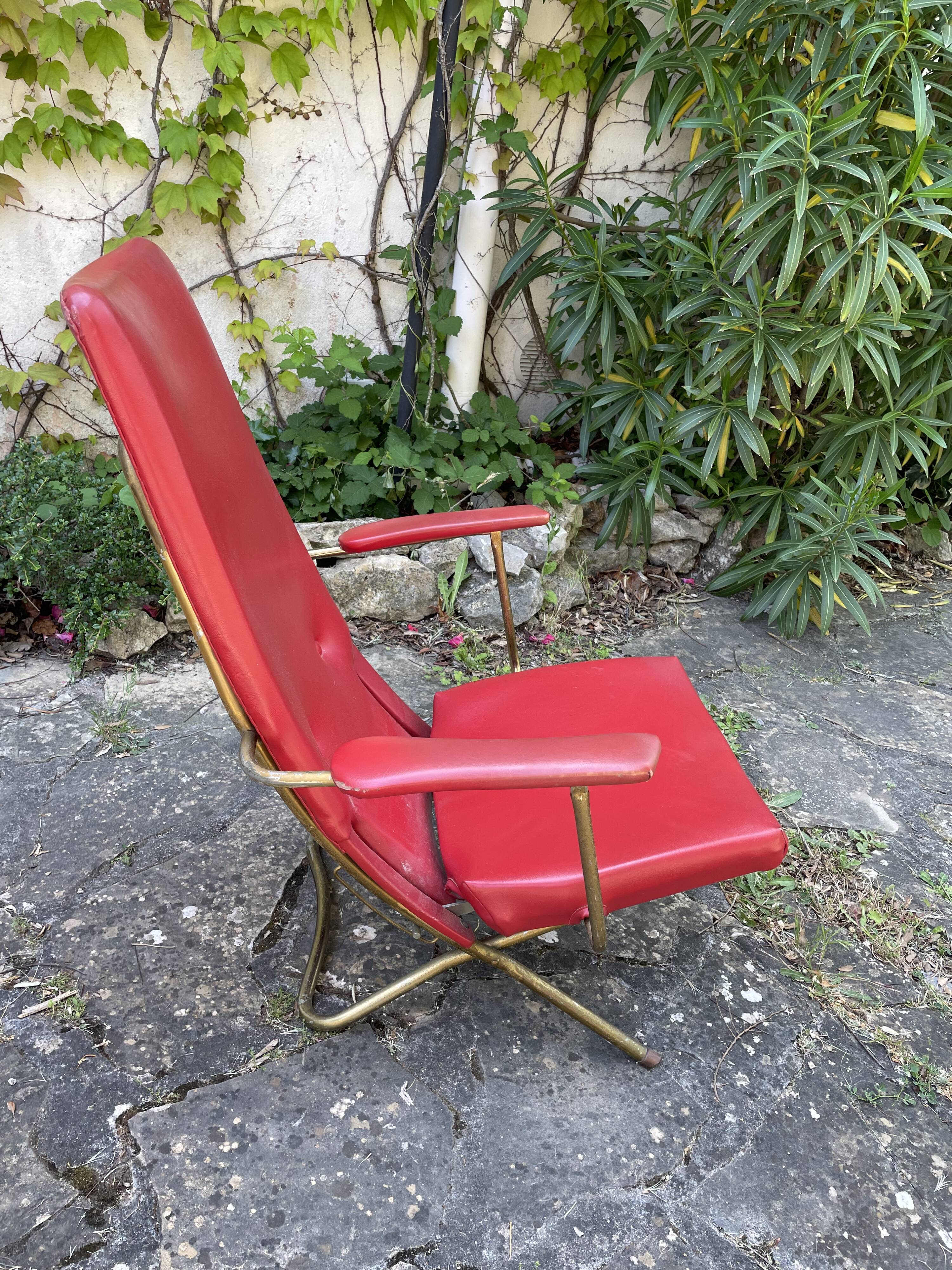 Fauteuil inclinable vintage en skaï