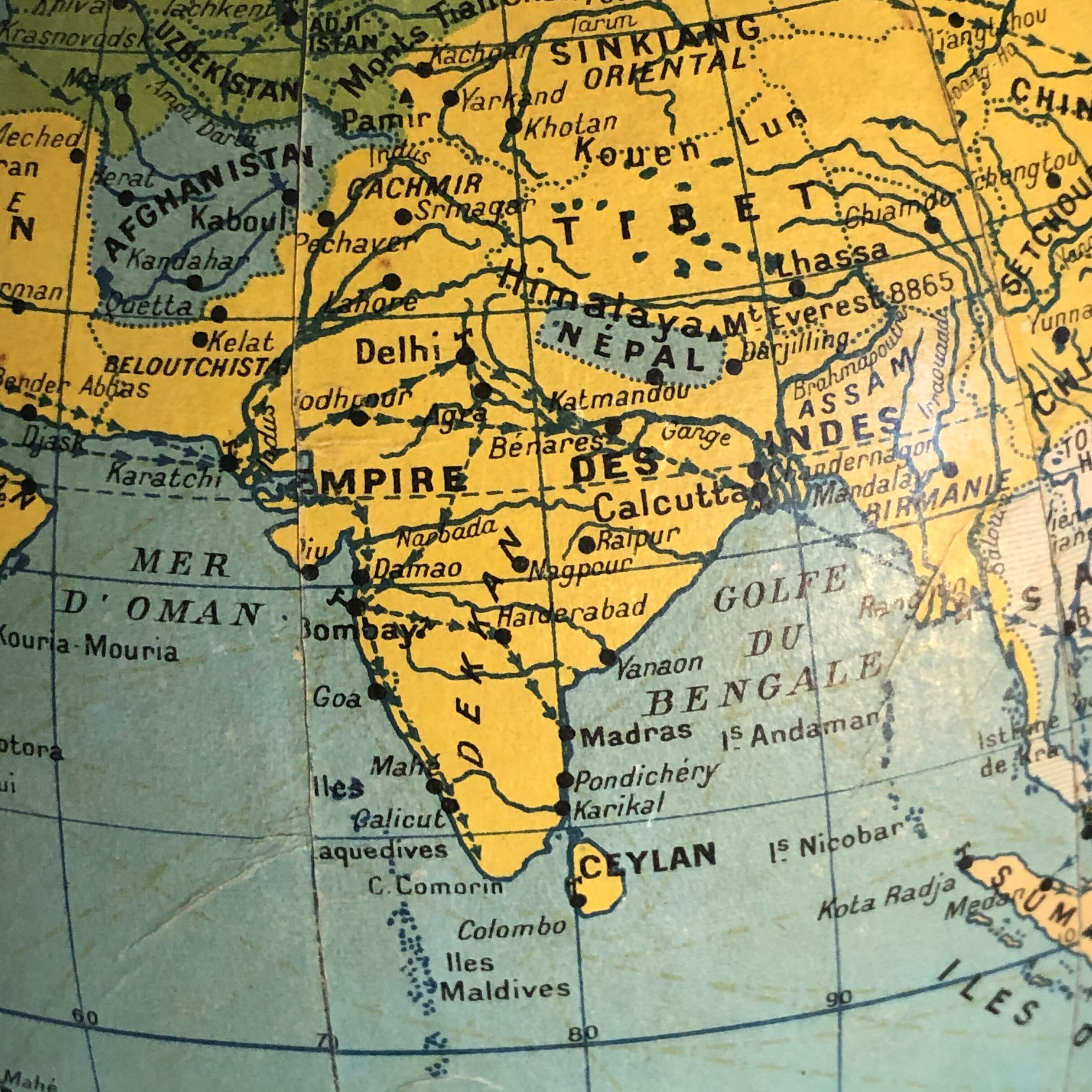 Globe Earth Vindrinet vintage marble glass 1940 - 36 cm