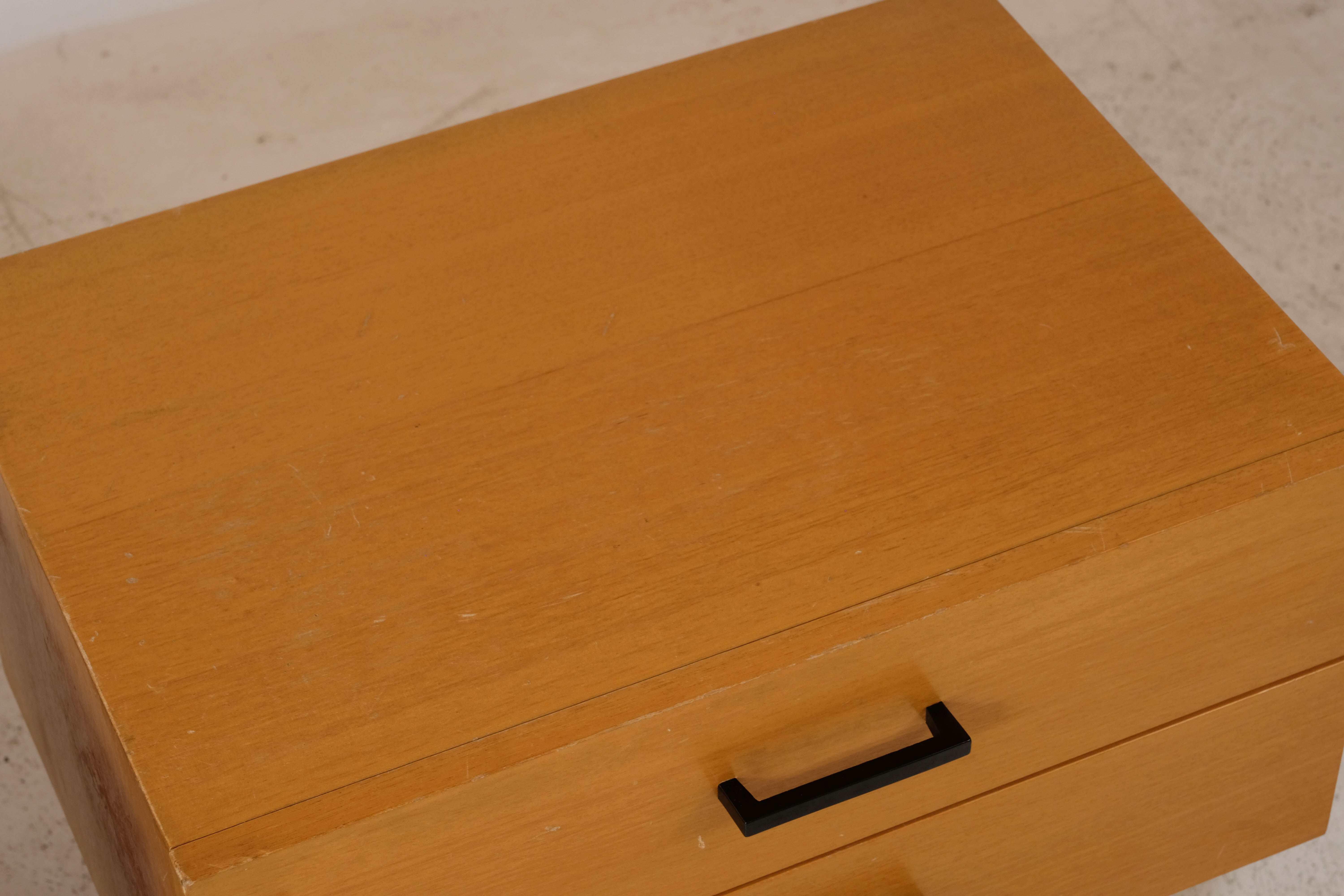 Pair of modernist oak bedside tables in the 60s
