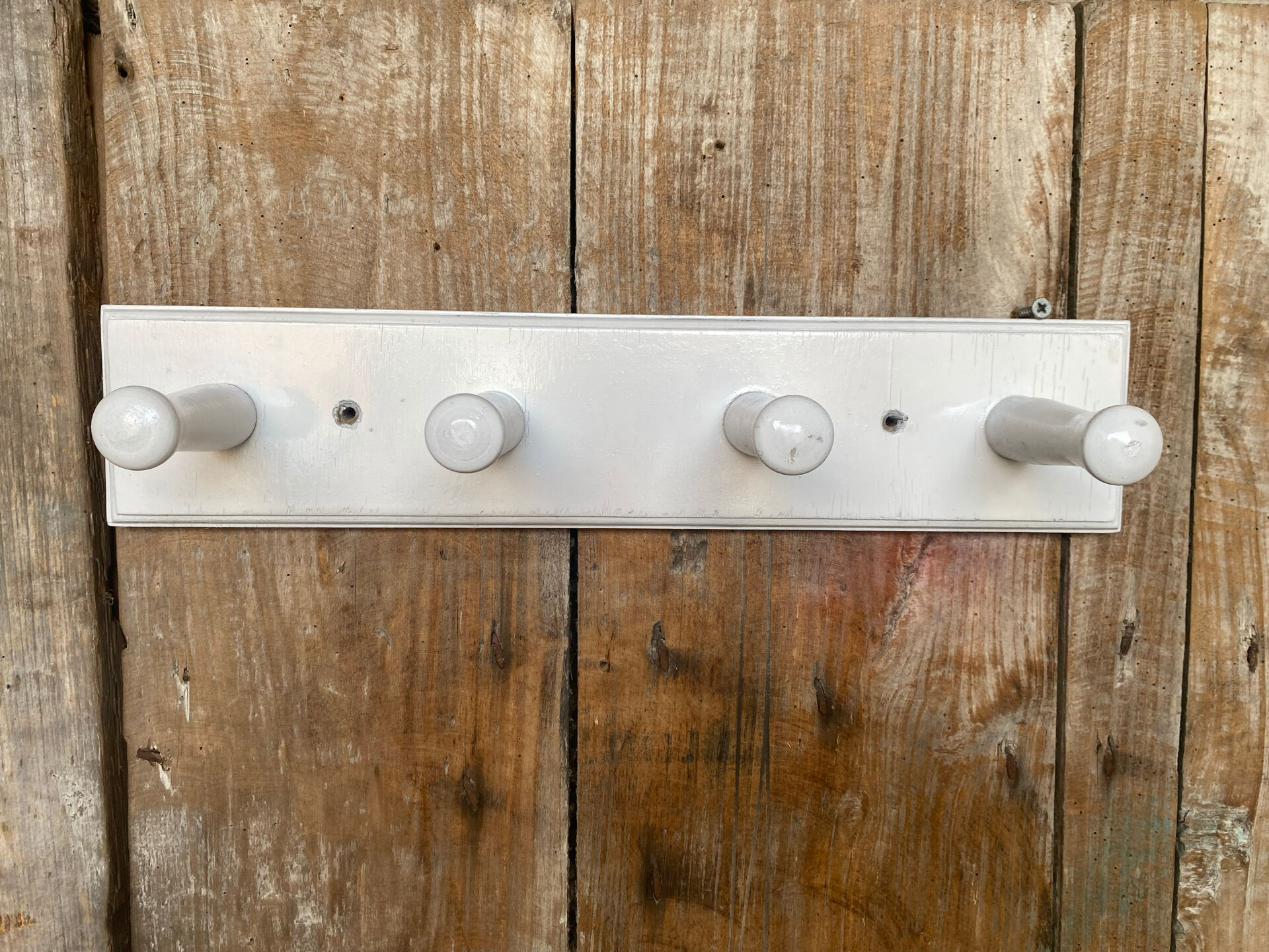 Patère Ancienne Porte Manteau Mural x4 Bois Blanc Vintage #E433