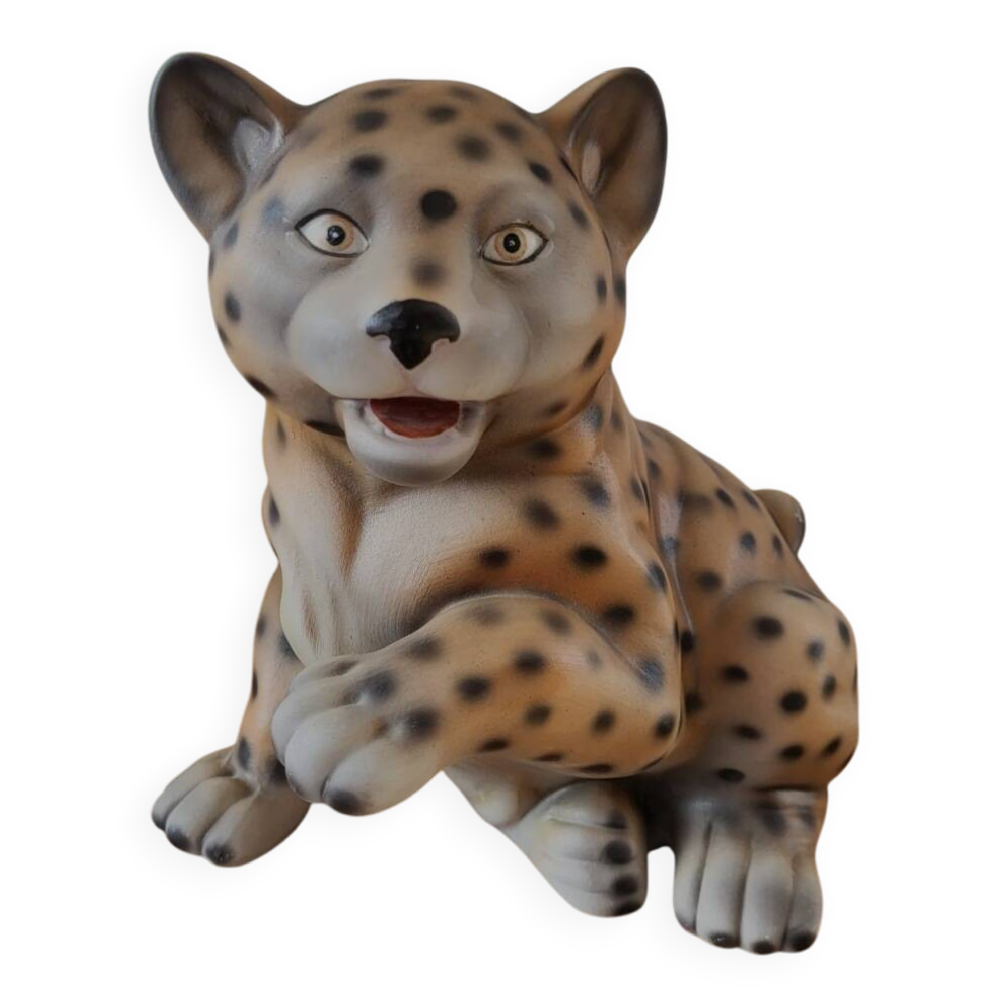 Tijger beeldje, vintage, céramique et handbeschilderd