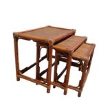 Boho Chic Style Bamboo and Wicker Nesting Tables